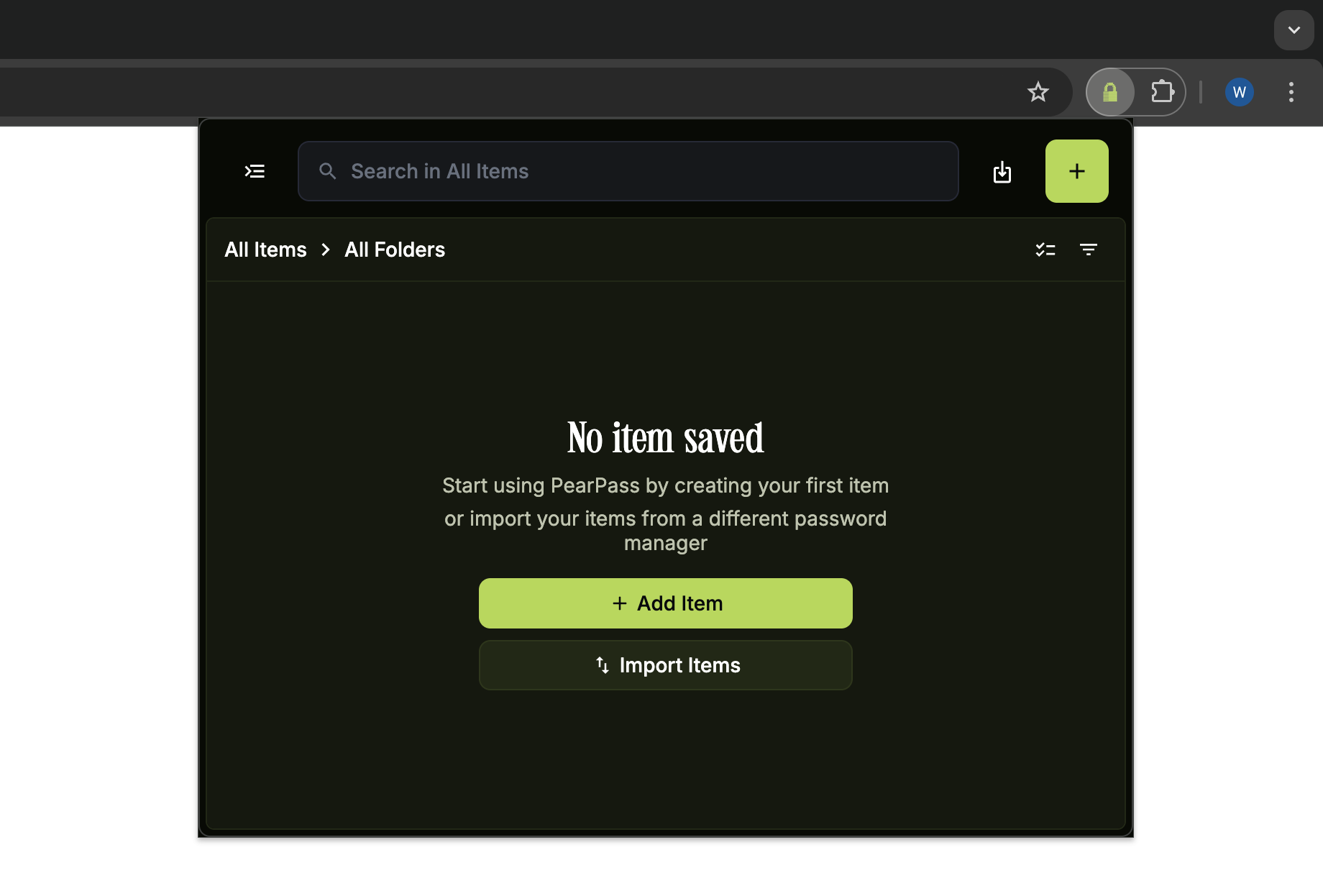 Add a new item in the browser extension
