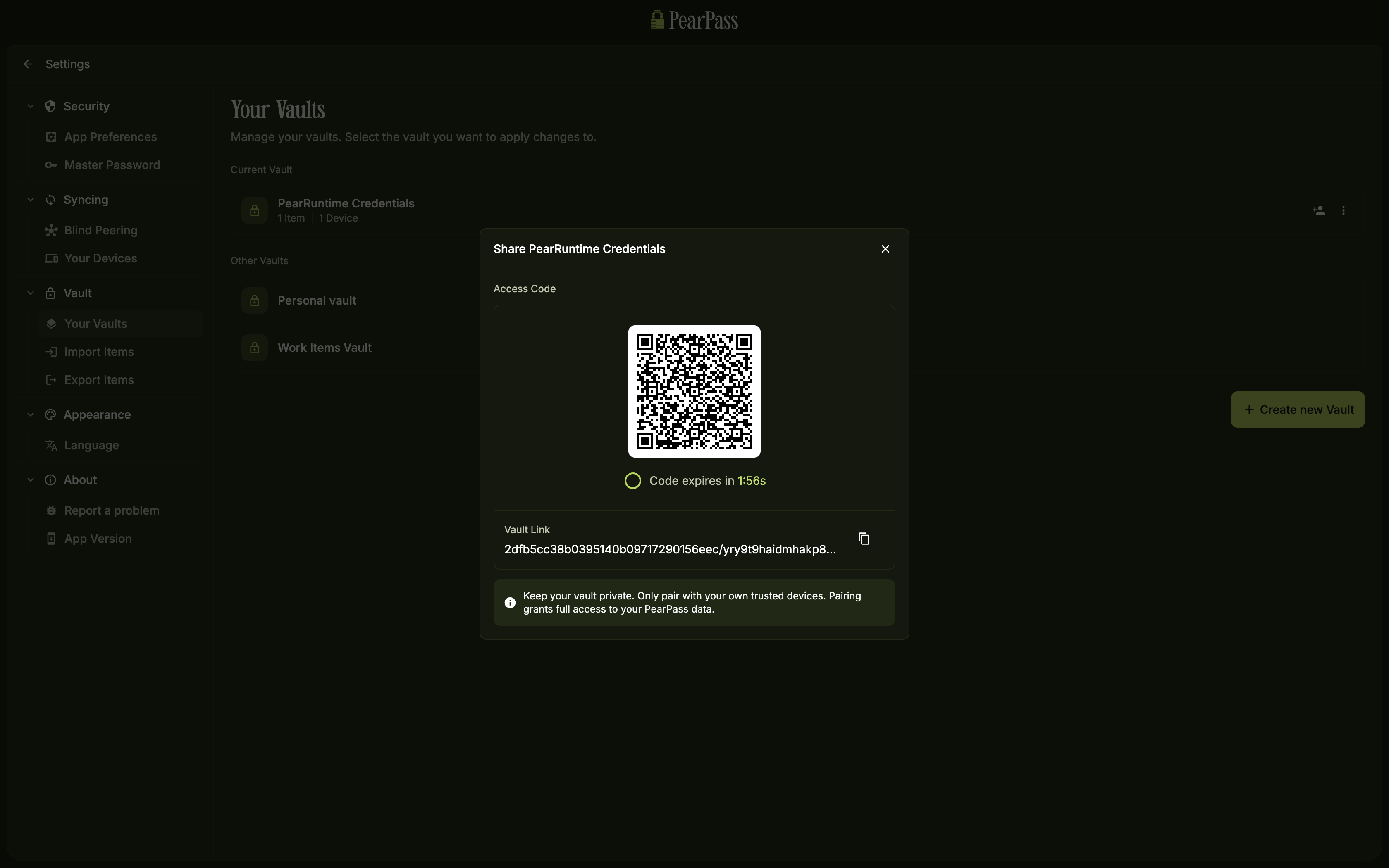 View vault link